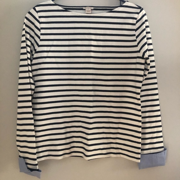 J. Crew Tops - J Crew striped top with oxford cuffs